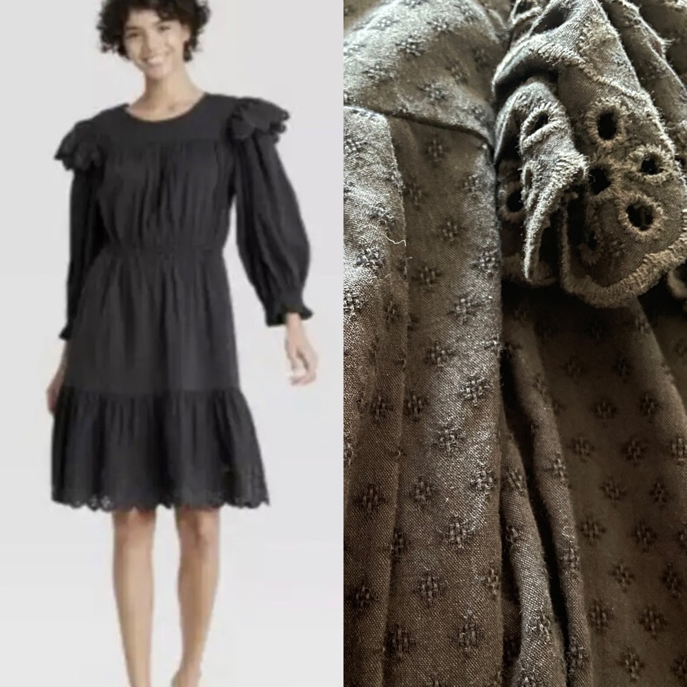 New with tags Cotton eyelet 3/4 Sleeve A-Line Dress Medium